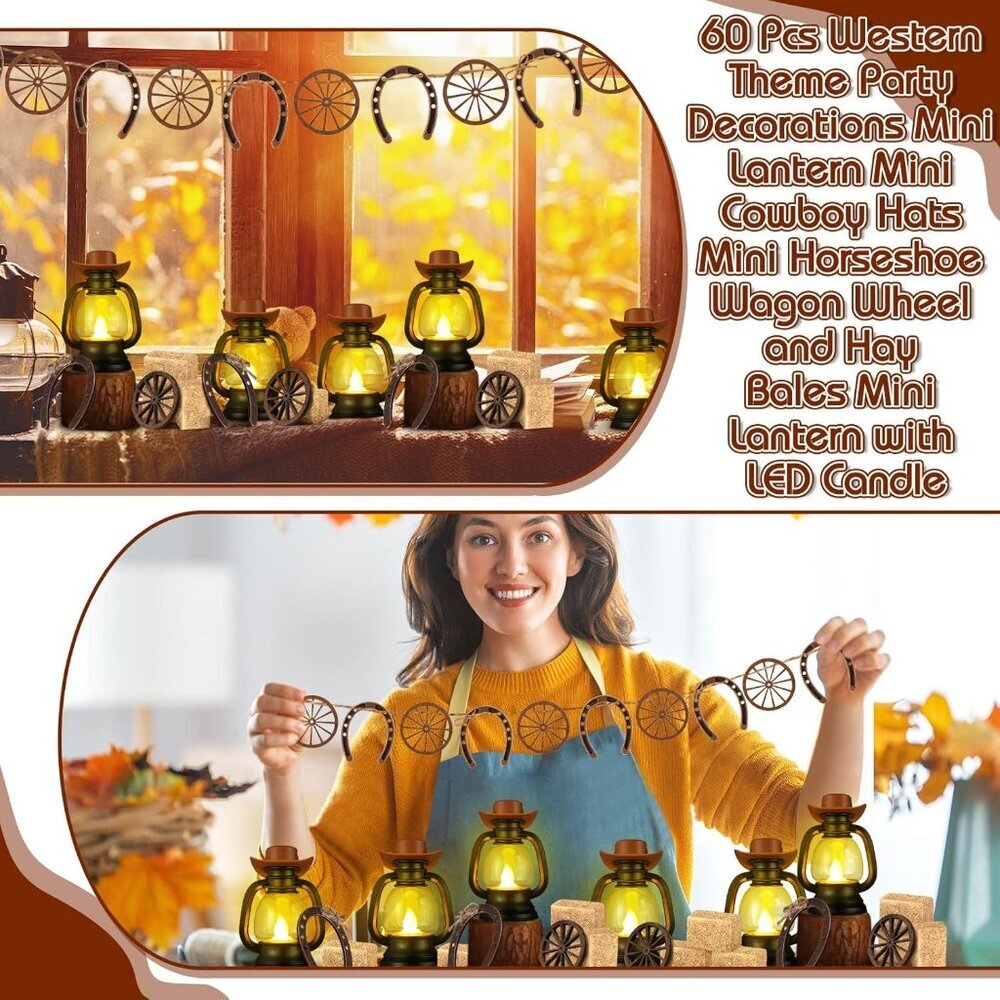 60 Pcs Cowboy Theme Party Decoration Western Party Decor Rodeo Table Centerpiece - Picture 5 of 7